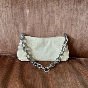 Butter Yellow Shoulder Bag with Chrome Hardware